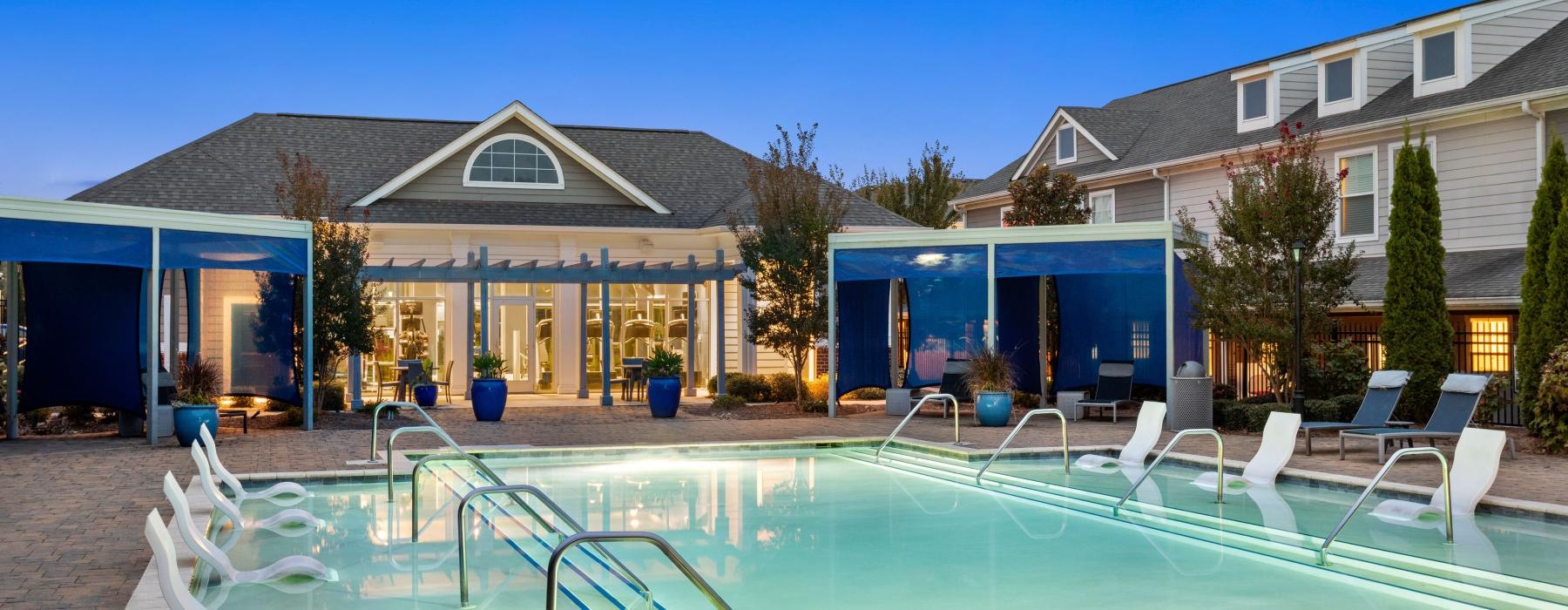 a swimming pool in a backyard