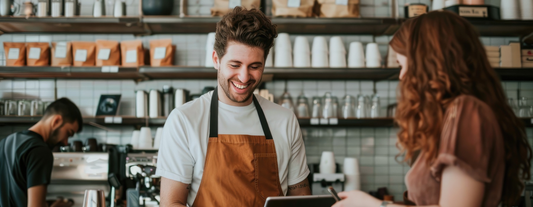 taking an order at a coffee shop