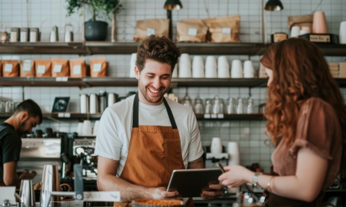 taking an order at a coffee shop