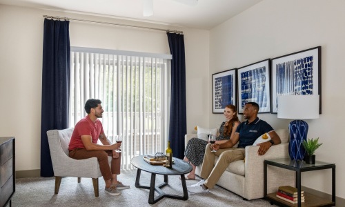 Group hanging out in living room