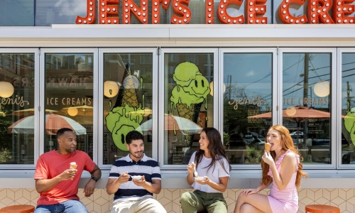 group of people eating ice cream