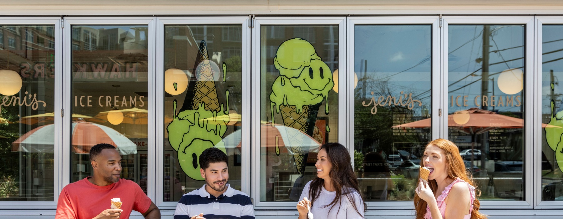 group of people eating ice cream